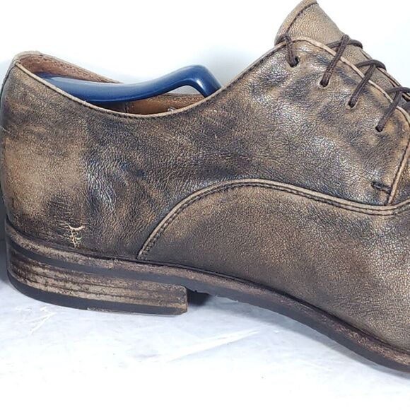 Frye Men's US11,5 Brown Distressed Leather Lace-Up Cap Toe Oxford Shoes - Picture 13 of 16
